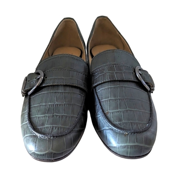 Naturalizer Janie Loafers Green Croc Embossed Leather Slip On Shoes Size 9 - Picture 4 of 8
